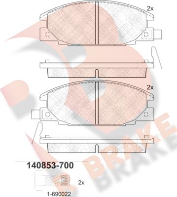 R Brake RB0853-700 - Kit de plaquettes de frein, frein à disque cwaw.fr