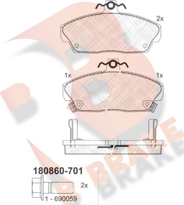 R Brake RB0860-701 - Kit de plaquettes de frein, frein à disque cwaw.fr