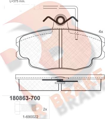 R Brake RB0863-700 - Kit de plaquettes de frein, frein à disque cwaw.fr