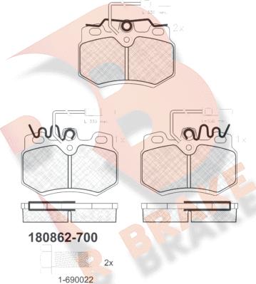 R Brake RB0862-700 - Kit de plaquettes de frein, frein à disque cwaw.fr