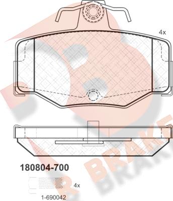 R Brake RB0804-700 - Kit de plaquettes de frein, frein à disque cwaw.fr