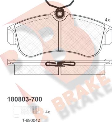 R Brake RB0803-700 - Kit de plaquettes de frein, frein à disque cwaw.fr