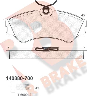 R Brake RB0880-700 - Kit de plaquettes de frein, frein à disque cwaw.fr