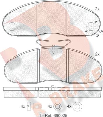 R Brake RB0834 - Kit de plaquettes de frein, frein à disque cwaw.fr