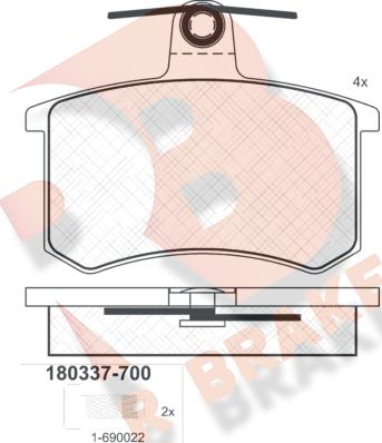 R Brake RB0337-700 - Kit de plaquettes de frein, frein à disque cwaw.fr