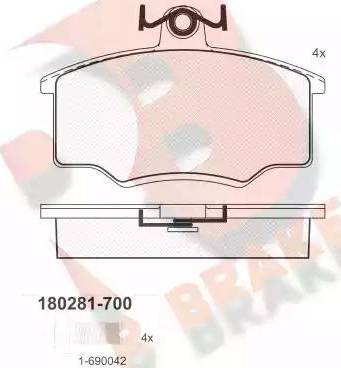 R Brake RB0281-700 - Kit de plaquettes de frein, frein à disque cwaw.fr