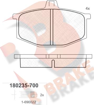 R Brake RB0235-700 - Kit de plaquettes de frein, frein à disque cwaw.fr