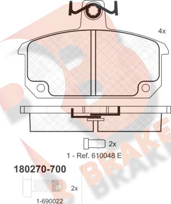 R Brake RB0270-700 - Kit de plaquettes de frein, frein à disque cwaw.fr