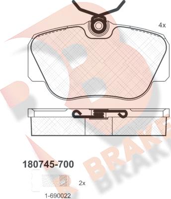 R Brake RB0745-700 - Kit de plaquettes de frein, frein à disque cwaw.fr