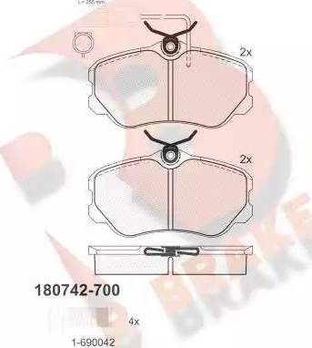 R Brake RB0742-700 - Kit de plaquettes de frein, frein à disque cwaw.fr