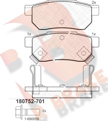 R Brake RB0752-701 - Kit de plaquettes de frein, frein à disque cwaw.fr