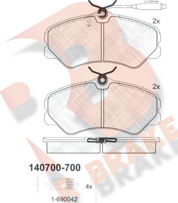 R Brake RB0700-700 - Kit de plaquettes de frein, frein à disque cwaw.fr