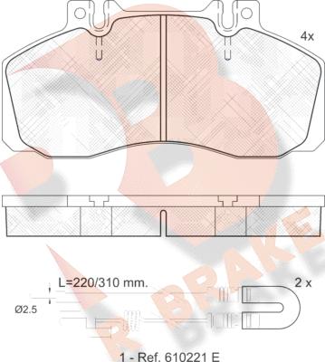 R Brake RB0722 - Kit de plaquettes de frein, frein à disque cwaw.fr