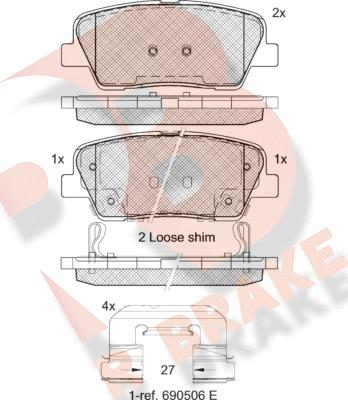 R Brake RB1954-066 - Kit de plaquettes de frein, frein à disque cwaw.fr