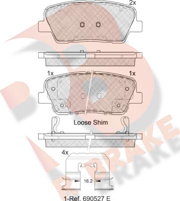 R Brake RB1954-233 - Kit de plaquettes de frein, frein à disque cwaw.fr