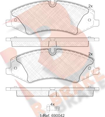 R Brake RB1957 - Kit de plaquettes de frein, frein à disque cwaw.fr