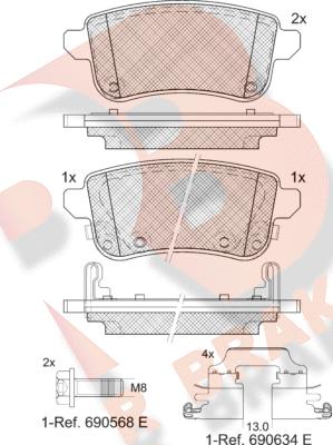 R Brake RB1904-208 - Kit de plaquettes de frein, frein à disque cwaw.fr