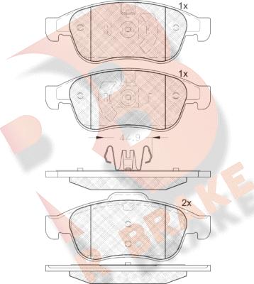 R Brake RB1915 - Kit de plaquettes de frein, frein à disque cwaw.fr