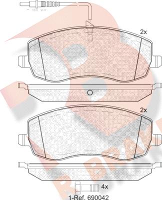 R Brake RB1912 - Kit de plaquettes de frein, frein à disque cwaw.fr