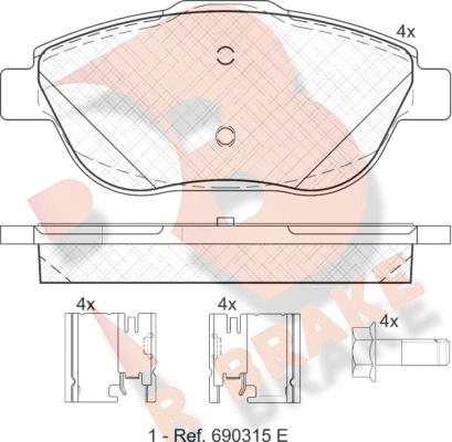 R Brake RB1925-201 - Kit de plaquettes de frein, frein à disque cwaw.fr