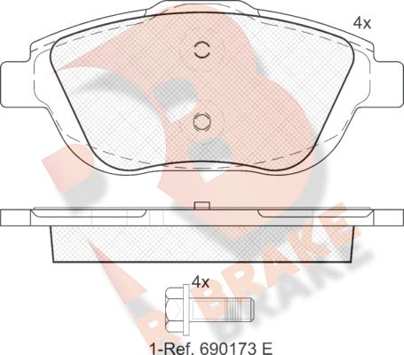 R Brake RB1925 - Kit de plaquettes de frein, frein à disque cwaw.fr