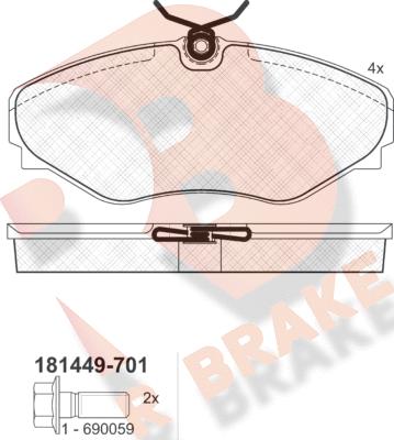 R Brake RB1449-701 - Kit de plaquettes de frein, frein à disque cwaw.fr