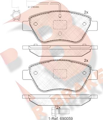 R Brake RB1444-203 - Kit de plaquettes de frein, frein à disque cwaw.fr