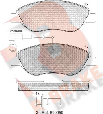 R Brake RB1445-203 - Kit de plaquettes de frein, frein à disque cwaw.fr