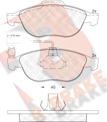 R Brake RB1446 - Kit de plaquettes de frein, frein à disque cwaw.fr