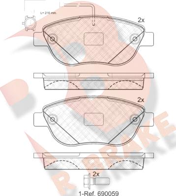 R Brake RB1440-203 - Kit de plaquettes de frein, frein à disque cwaw.fr