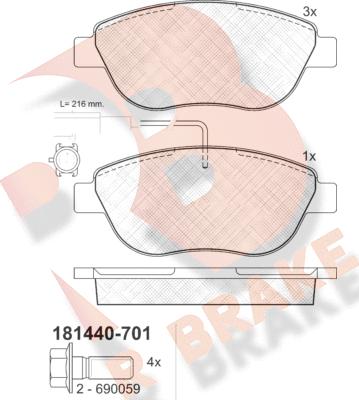 R Brake RB1440-701 - Kit de plaquettes de frein, frein à disque cwaw.fr