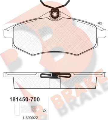 R Brake RB1450-700 - Kit de plaquettes de frein, frein à disque cwaw.fr