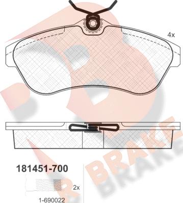 R Brake RB1451-700 - Kit de plaquettes de frein, frein à disque cwaw.fr