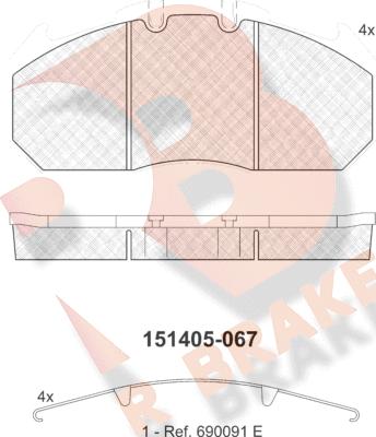 R Brake RB1405 - Kit de plaquettes de frein, frein à disque cwaw.fr