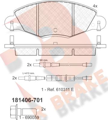 R Brake RB1406-701 - Kit de plaquettes de frein, frein à disque cwaw.fr