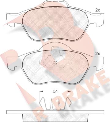 R Brake RB1431 - Kit de plaquettes de frein, frein à disque cwaw.fr