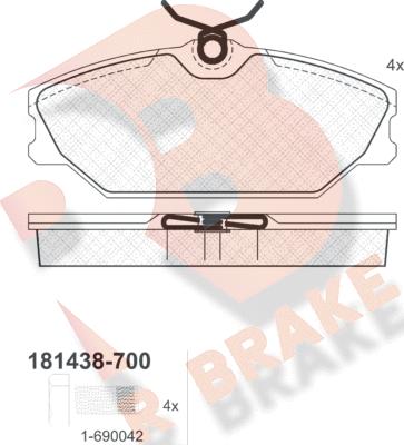 R Brake RB1438-700 - Kit de plaquettes de frein, frein à disque cwaw.fr