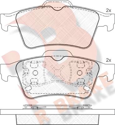 R Brake RB1433 - Kit de plaquettes de frein, frein à disque cwaw.fr