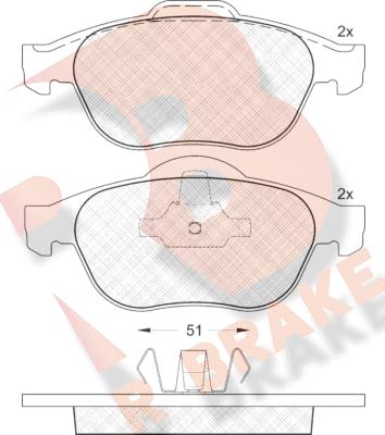 R Brake RB1432 - Kit de plaquettes de frein, frein à disque cwaw.fr