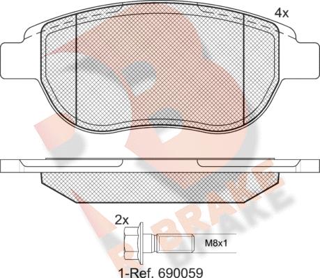 R Brake RB1429-400 - Kit de plaquettes de frein, frein à disque cwaw.fr