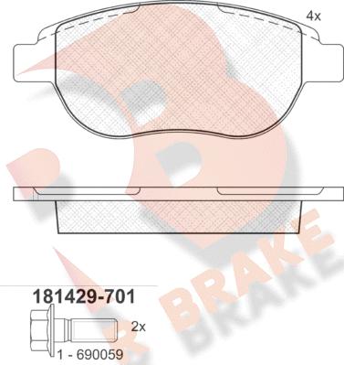 R Brake RB1429-701 - Kit de plaquettes de frein, frein à disque cwaw.fr