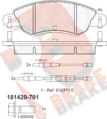 R Brake RB1420-701 - Kit de plaquettes de frein, frein à disque cwaw.fr