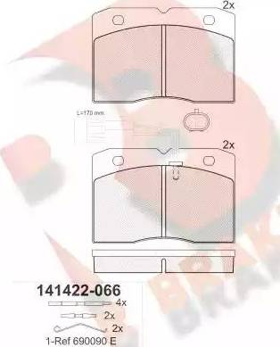 R Brake RB1422 - Kit de plaquettes de frein, frein à disque cwaw.fr