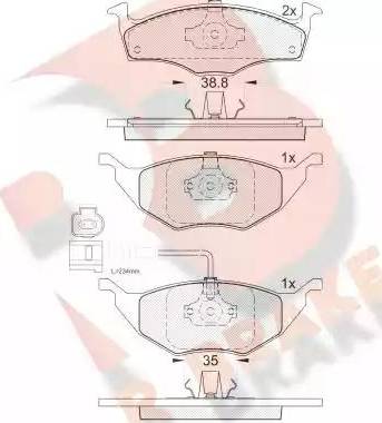 R Brake RB1594 - Kit de plaquettes de frein, frein à disque cwaw.fr