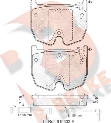 R Brake RB1591 - Kit de plaquettes de frein, frein à disque cwaw.fr