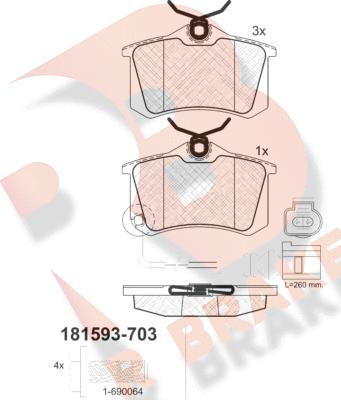 R Brake RB1593-703 - Kit de plaquettes de frein, frein à disque cwaw.fr