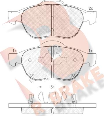 R Brake RB1556 - Kit de plaquettes de frein, frein à disque cwaw.fr