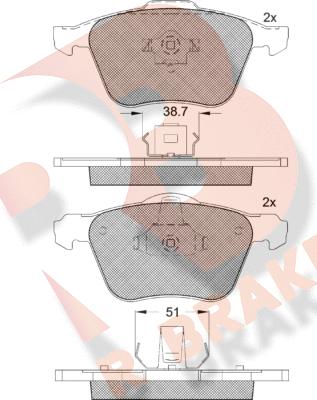 R Brake RB1551 - Kit de plaquettes de frein, frein à disque cwaw.fr