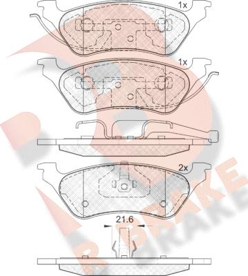 R Brake RB1564 - Kit de plaquettes de frein, frein à disque cwaw.fr