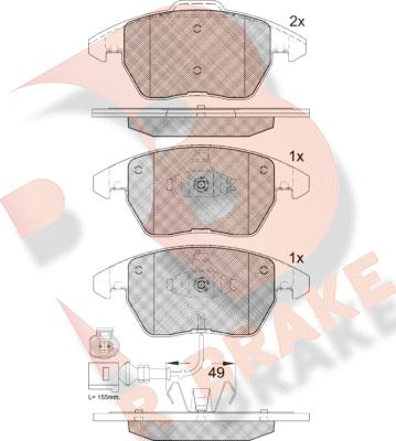 R Brake RB1567-208 - Kit de plaquettes de frein, frein à disque cwaw.fr